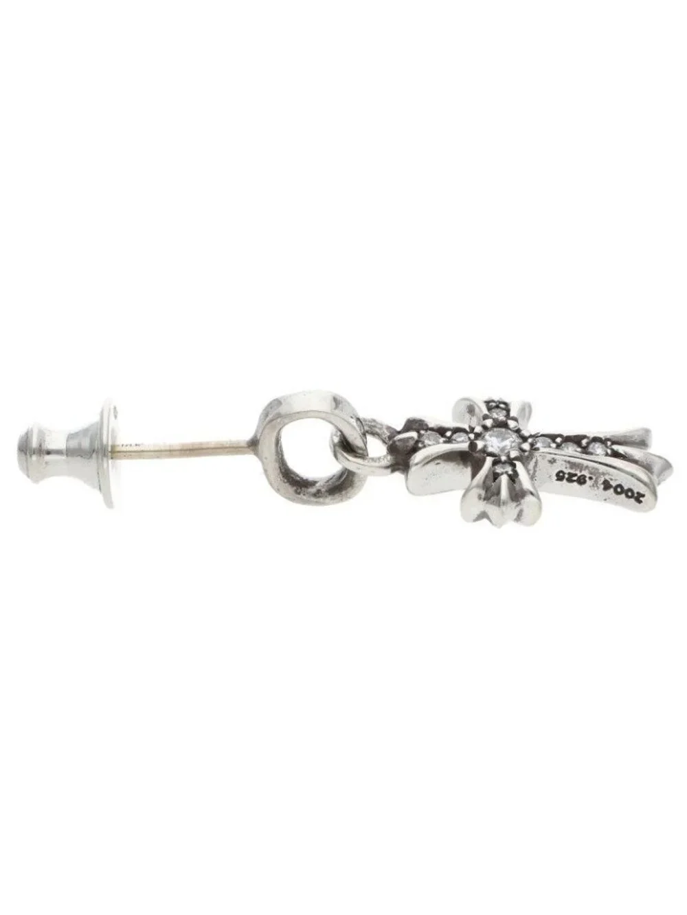Chrome Hearts Bby Pprchn P D Baby Fat Pave Diamond Silver Earrings